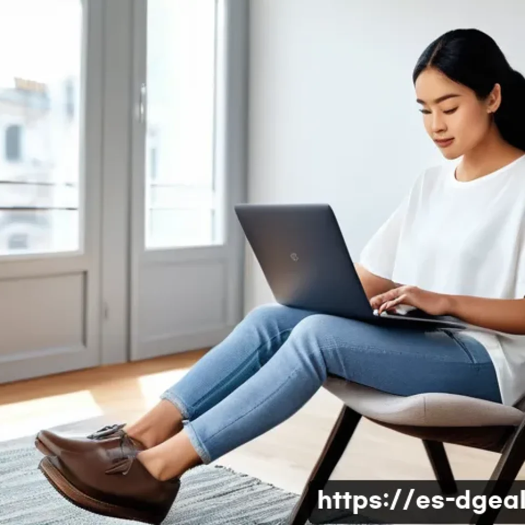 디지털 노마드의 업무 공간 구성 - **Ergonomic Digital Nomad Workspace:**
"A bright and airy temporary workspace where a focused yo...