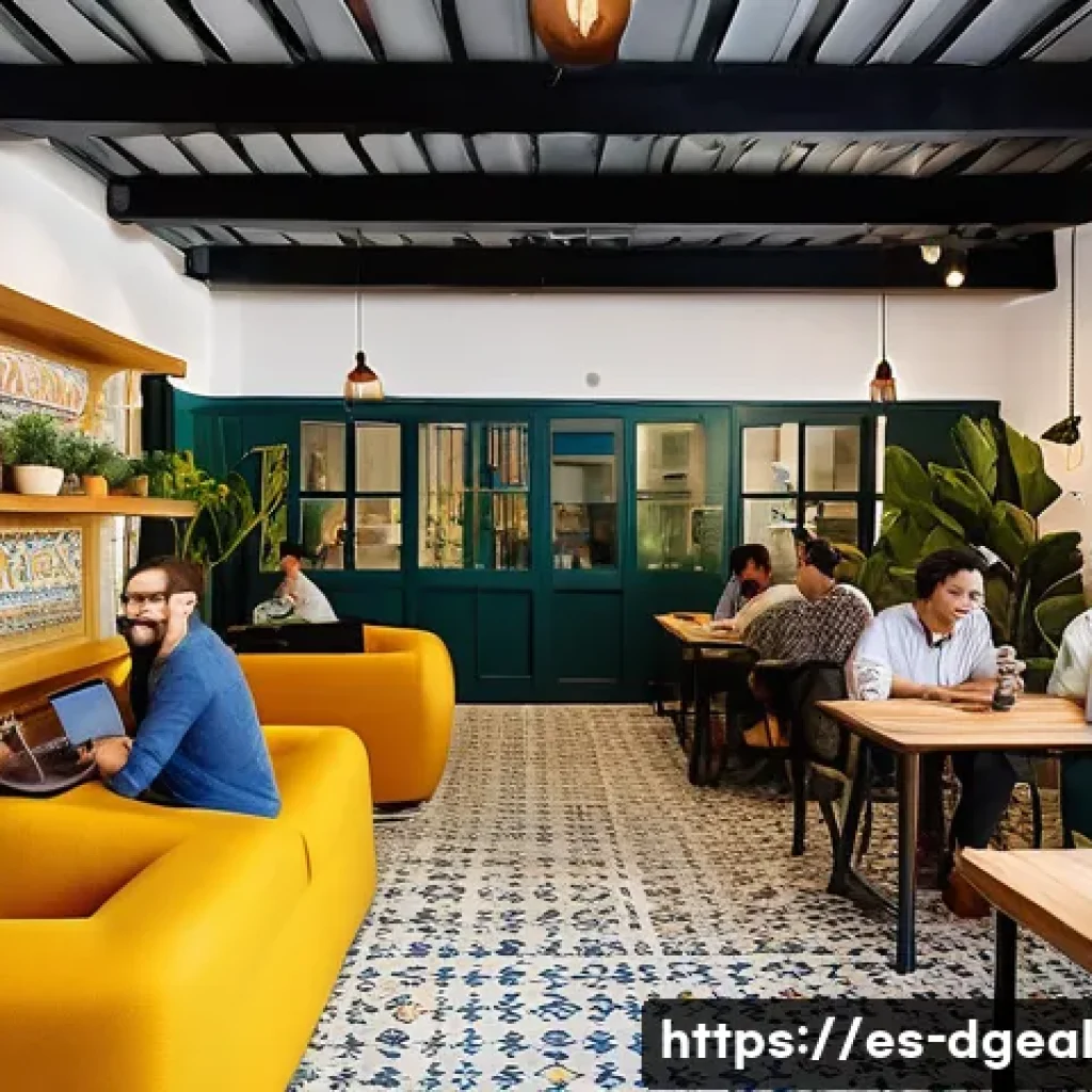 디지털 노마드의 커뮤니티 빌딩 전략 - **Prompt 1: Vibrant Co-living and Co-working Space in Latin America**
A diverse group of digital...