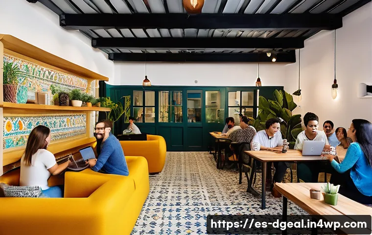 디지털 노마드의 커뮤니티 빌딩 전략 - **Prompt 1: Vibrant Co-living and Co-working Space in Latin America**
A diverse group of digital...